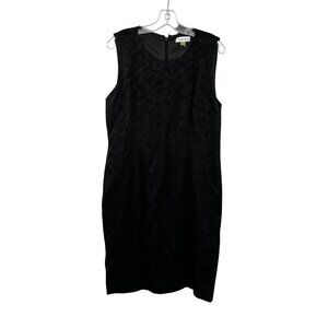 Calvin Klein Embroidered Floral Sheath Dress Sleeveless Black Size Medium Zip